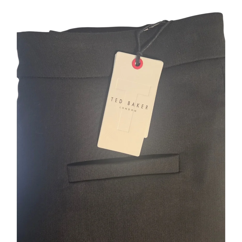 NWT Ted Baker Devana Black Flat Front Tapered Leg Trousers US 4 - Picture 11 of 11